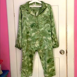 Silky light green floral pajama set